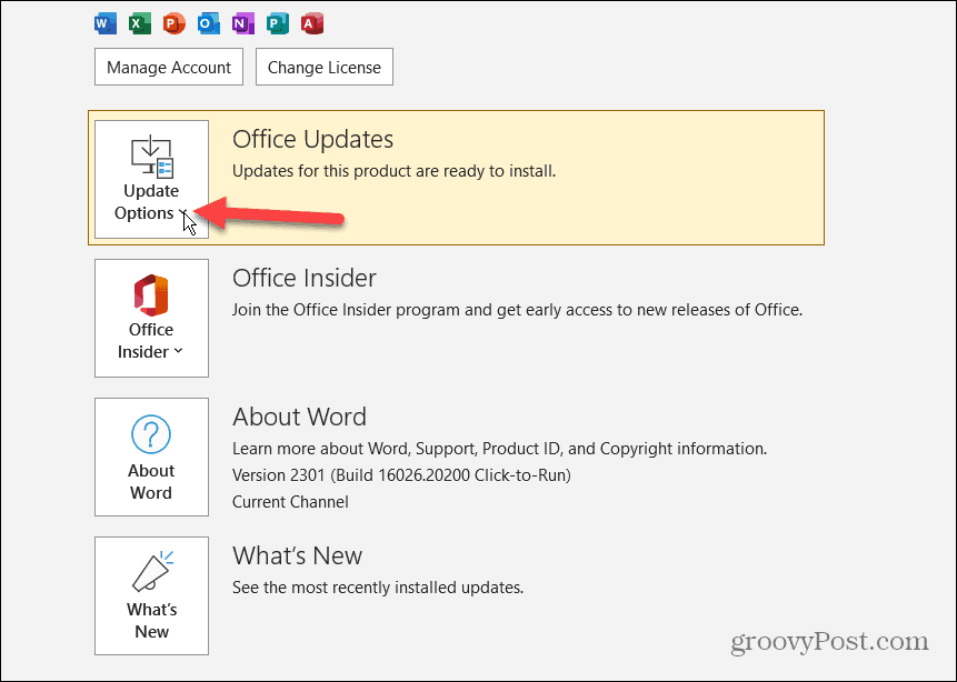 Onemogućite ažuriranja Microsoft Officea 