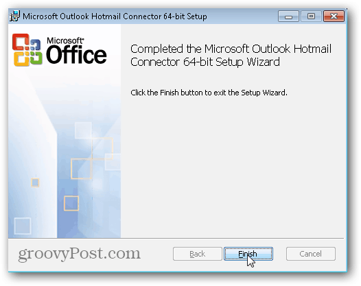 Outlook.com Outlook Hotmail konektor - kliknite Završi