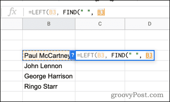 Korištenje funkcije FIND u Google tablicama