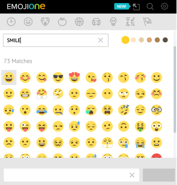 Kliknite ikonu jednoroga da biste otvorili EmojiOneovu knjižnicu emojija.