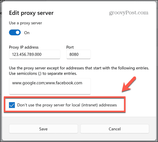 Windows ne koristi proxy za lokalne stranice
