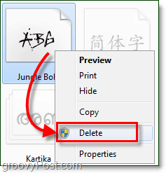 izbrisati font sa sustava Windows 7 kako to ukloniti i deinstalirati