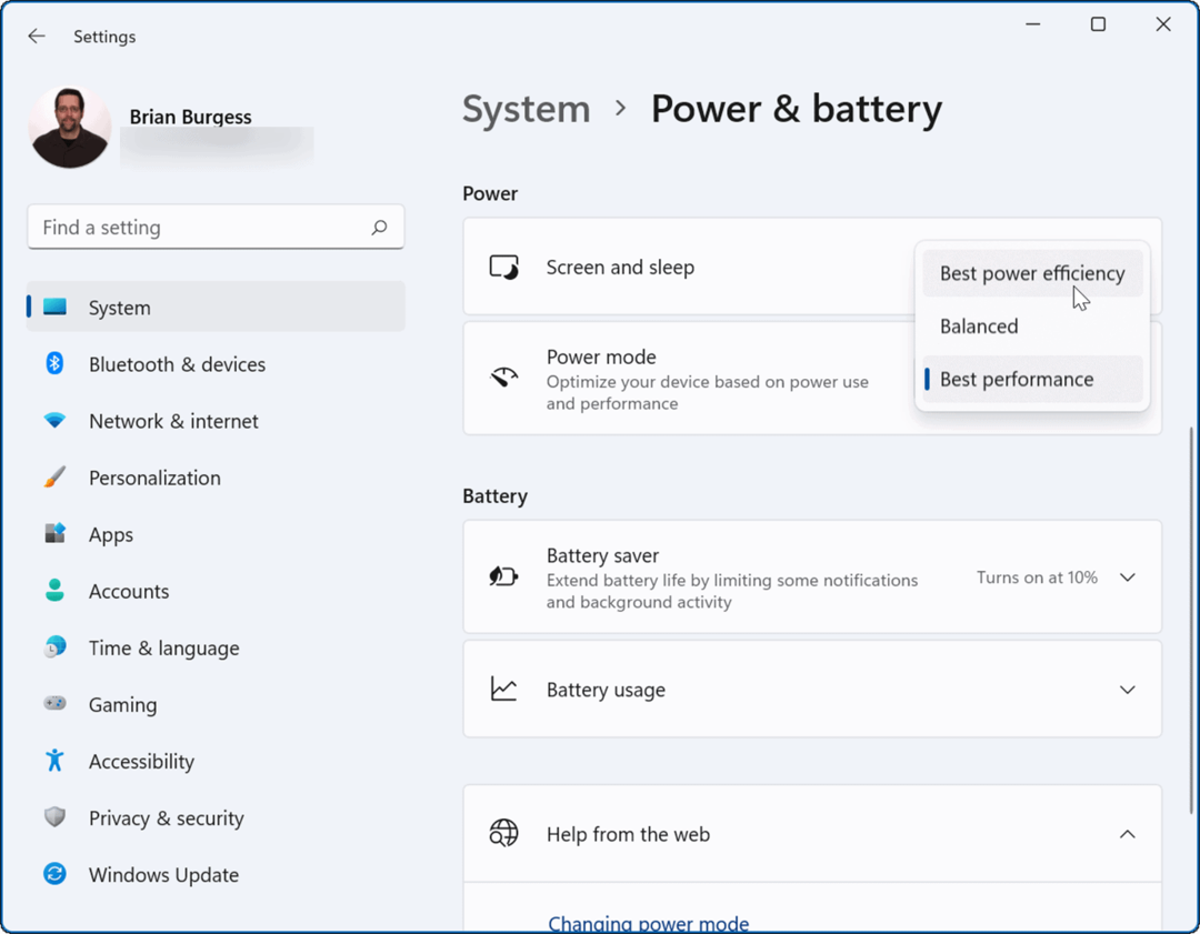 Način napajanja sustava Windows 11 produžuje vijek trajanja baterije u sustavu Windows 11
