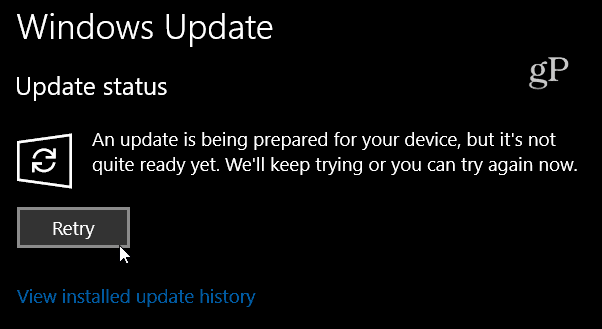 Pokušaj ponovnu poruku za Windows 10 Build 16288
