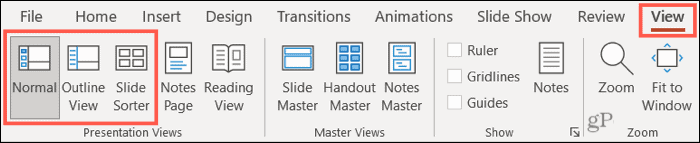 PowerPoint Normal, Outline i Slide Sorter prikaz