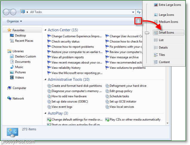 Kako objediniti sve stavke upravljačke ploče sustava Windows 7 u jednom prozoru
