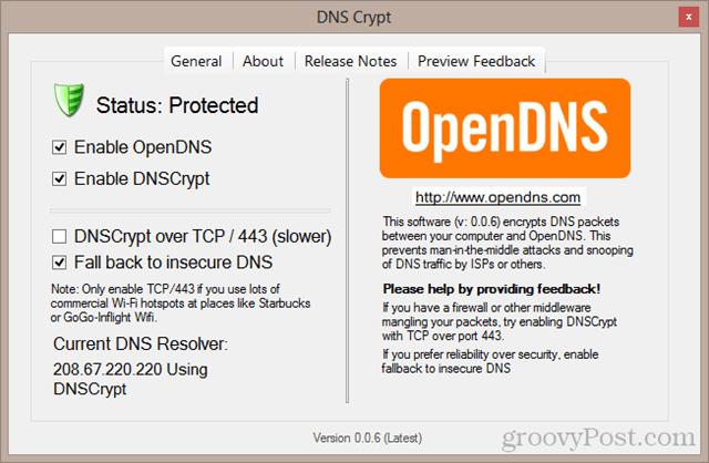 DNS Crypt upravljačka ploča