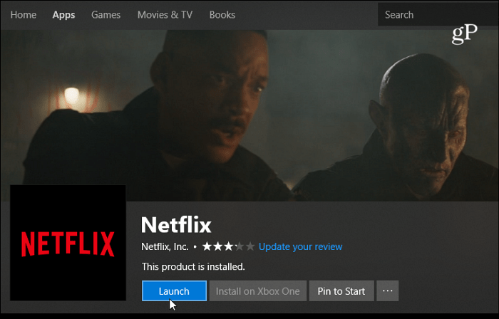 Windows 10 aplikacija Netflix