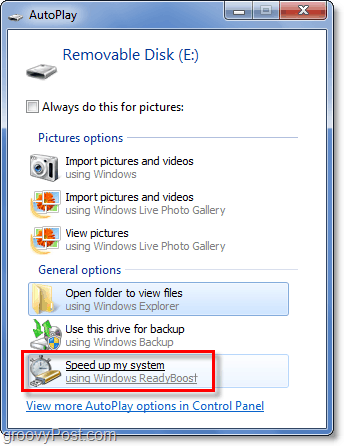 automatski uključite SD karticu u Readyboost iz sustava Windows 7