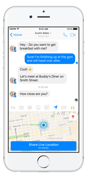 Facebook Messenger uvodi značajku lokacije uživo.