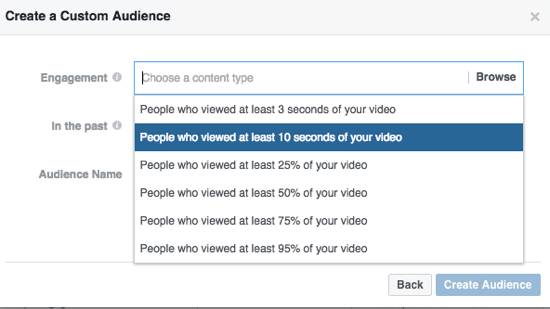 Suzite svoju prilagođenu publiku na Facebooku prema postotku gledanog videozapisa.