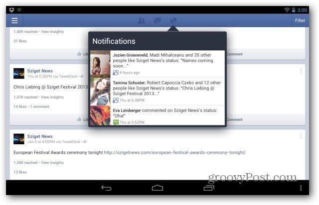 Aplikacija Facebook Page Manager za Android Tour