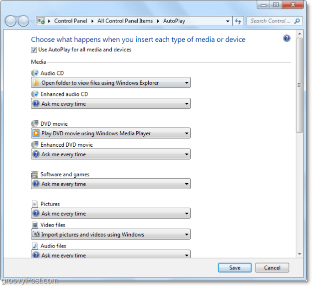 Uštedite vrijeme prilagođavanjem Windows 7 Autoplay radnji