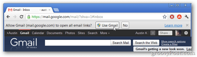 koristite Gmail kao zadani poslužitelj veze e-pošte