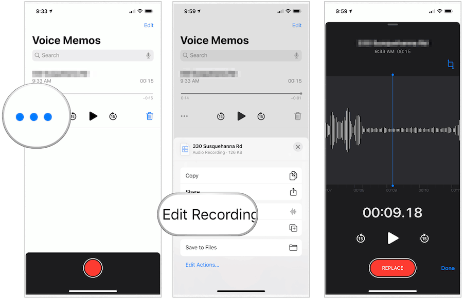 Uređivanje zapisa memorije iPhone Voicea