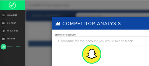 Dodajte korisničko ime Snapchat konkurenta kojeg želite pratiti u Snaplyticsu.