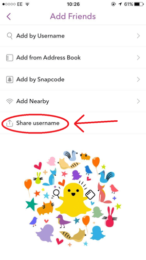snapchat share korisničko ime