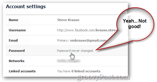 facebook prikazuje zadnju promjenu lozinke