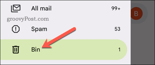Otvorite mapu Otpad u aplikaciji Gmail na mobilnom telefonu