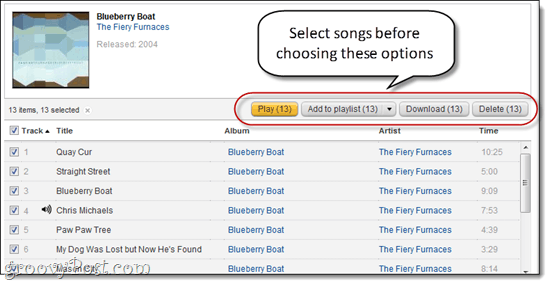 Razvrstavanje i brisanje pjesama u Amazon Cloud PLayeru