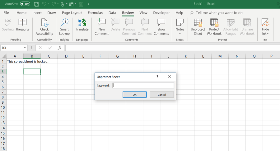nezaštićen list Excela