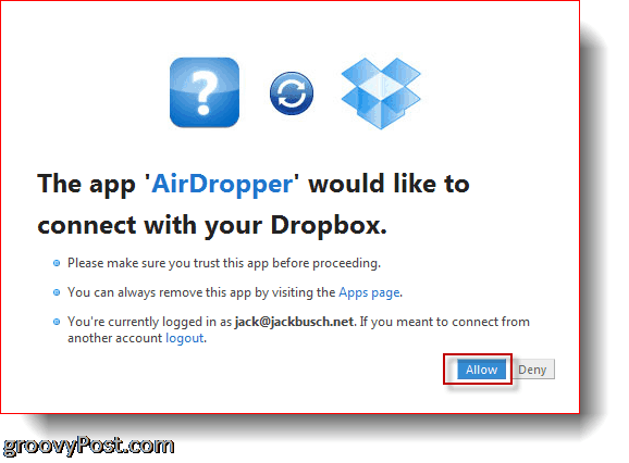 AirDropper Dropbox - spojite aplikaciju na Dropbox