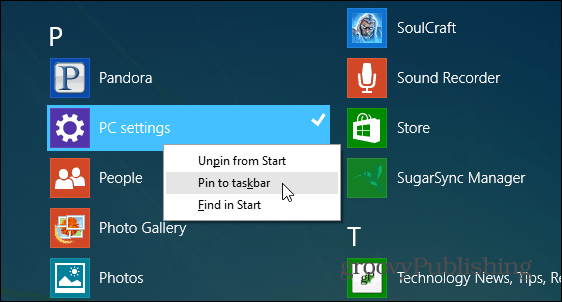 Windows 8.1 Savjet: Postavite postavke računala na programsku traku