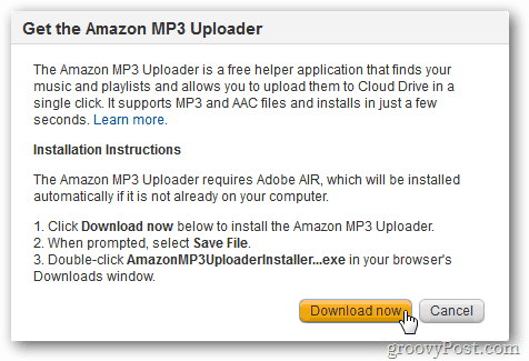 Instalirajte Amazon MP3 Uploader