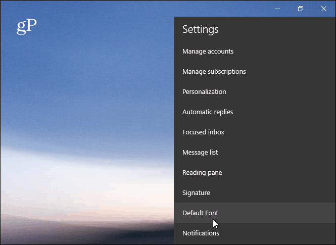 Zadani font aplikacije Windows 10 Mail