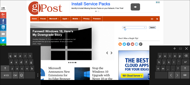 Savjet za Windows 10: Podijelite zaslonsku tipkovnicu u načinu rada tablet