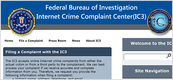 Ako se netko lažno predstavlja kao vaš posao, prijavite prijevarnu radnju FBI-ovom Centru za žalbe na internetskom kriminalu.