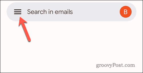 Dodirnite ikonu Gmail izbornika u Gmailu za mobitel