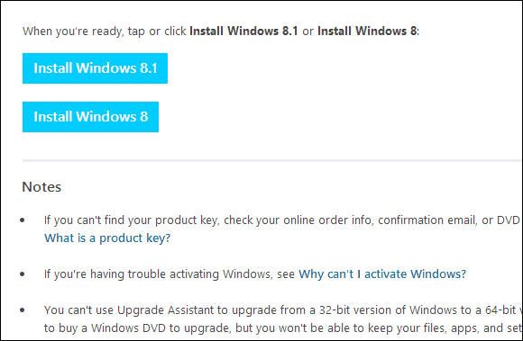 Stranica za preuzimanje sustava Windows 8.1