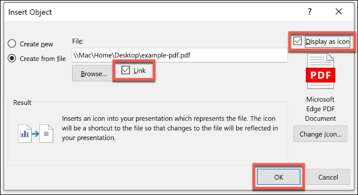 Umetanje PDF datoteke kao objekta u PowerPoint