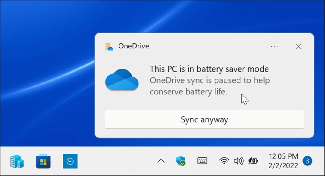 Način uštede baterije OneDrive sinkronizacija pauzirana