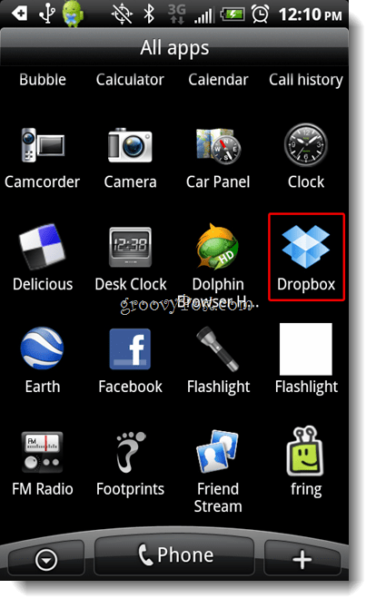 Android Dropbox Pokretanje Dropbox ikona