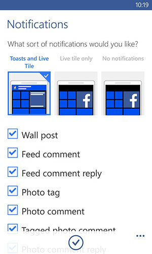 facebook aplikacija za opcije obavijesti za Windows