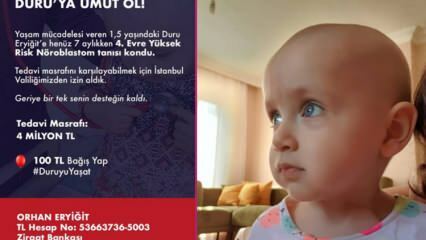 "Nadam se Duru!" Pokrenuta je kampanja pomoći koju je odobrilo vlada za pacijenta s karcinomom Duru Eryiğit