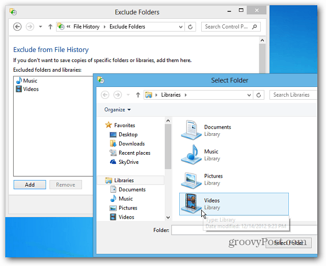 Konfigurirajte Windows 8 Povijest datoteka za oporavak izbrisanih datoteka