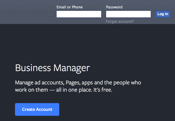 facebook poslovni menadžer stvoriti račun