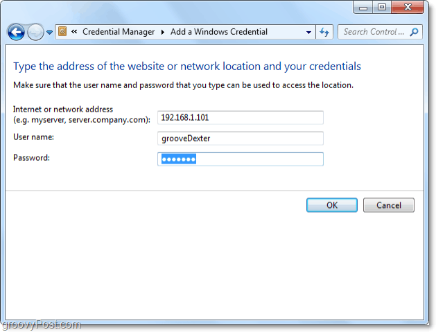 dodajte mrežni resurs u Windows 7 trezor