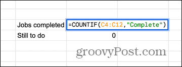 formula google sheets countif s prilagođenim vrijednostima