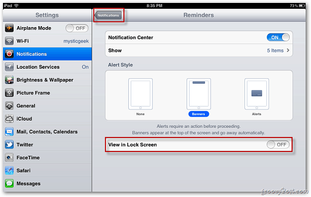 Apple iOS 5: Onemogući prikazivanje obavijesti na zaključanom zaslonu