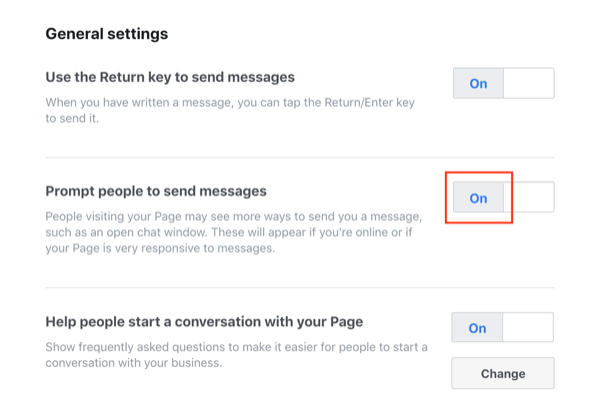 Facebook Messenger značajka slanja poruka.