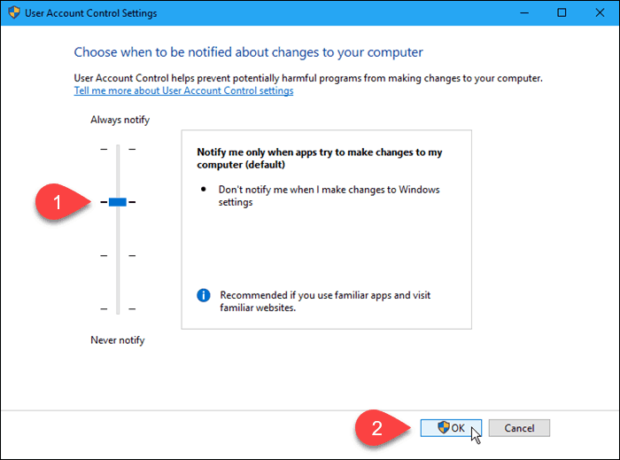 Kako onemogućiti ili izmijeniti postavke kontrole korisničkih računa (UAC) u sustavu Windows