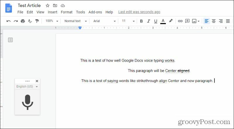 izgovaranje posebnih naredbi u google docs glasovnom tipkanju