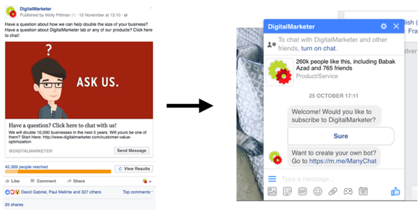 Ova oglasna kampanja Facebook Messenger rezultirala je s više od 300 prodajnih razgovora za samo 800 USD.