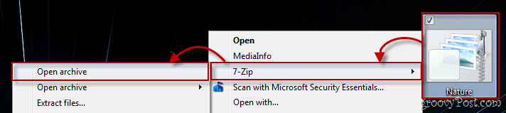 Kontekstni izbornik za Windows 7 pomoću 7-zip