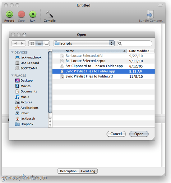 AppleScript Editor - SugarSync i iTunes