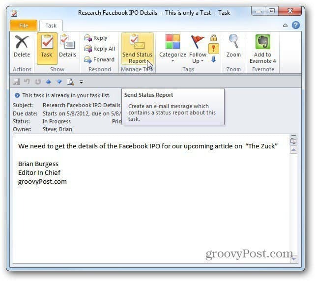 Kako dodijeliti zadatke u programu Outlook 2010